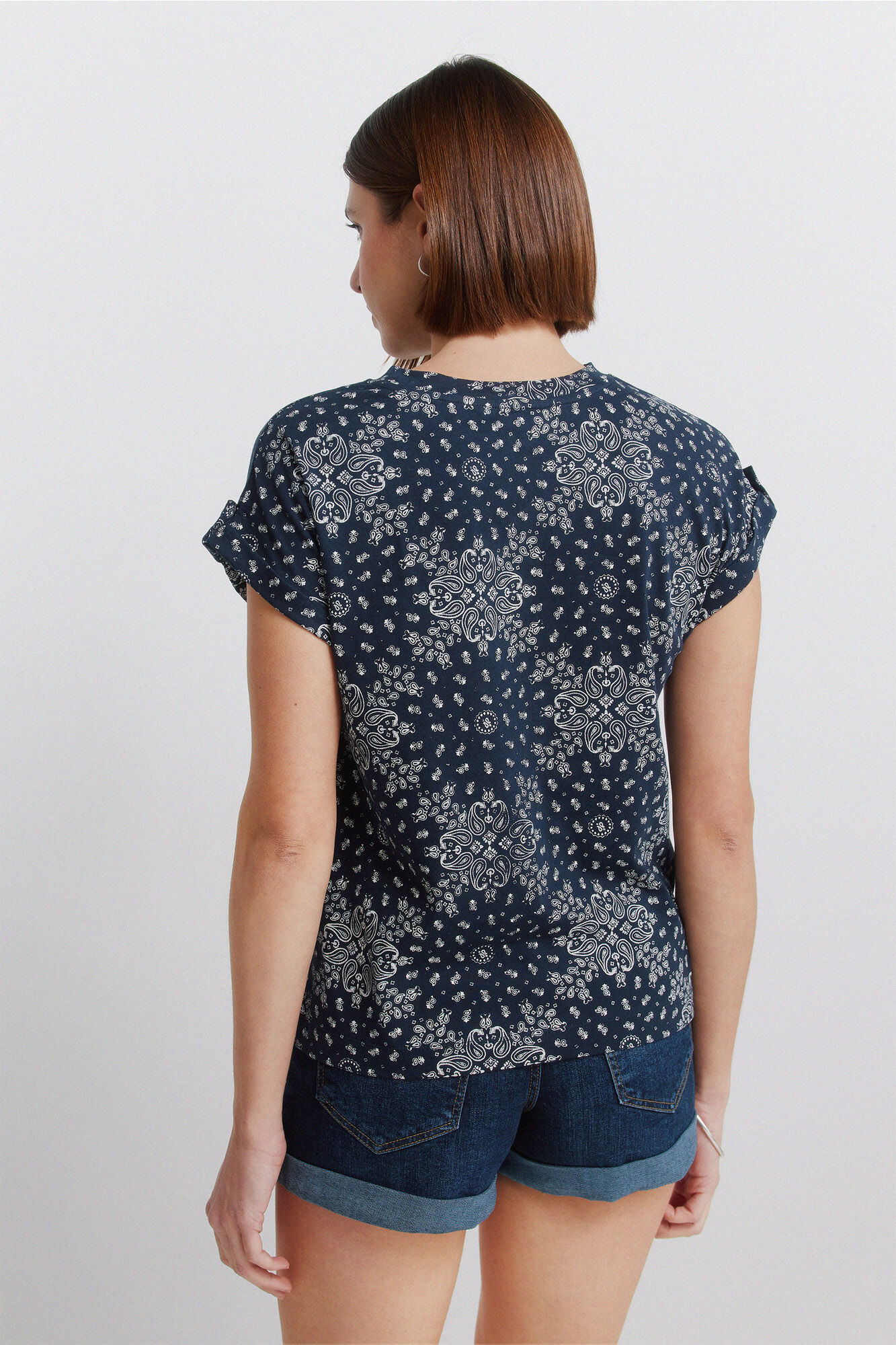 Springfield Playera de manga doblada azul