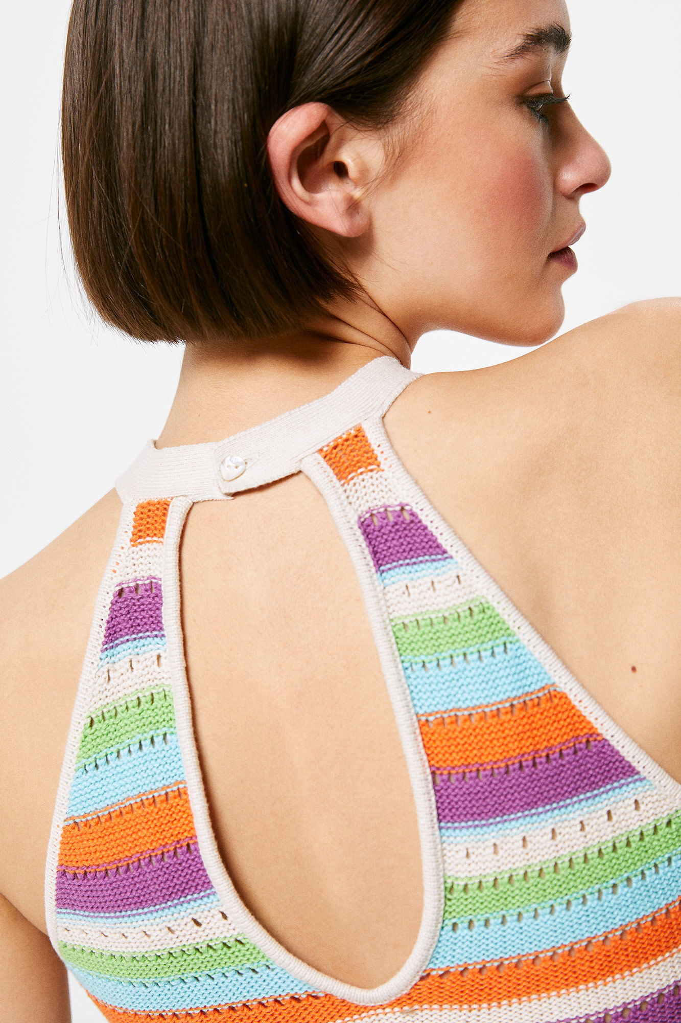 Springfield Vestido Midi Punto Rayas verde