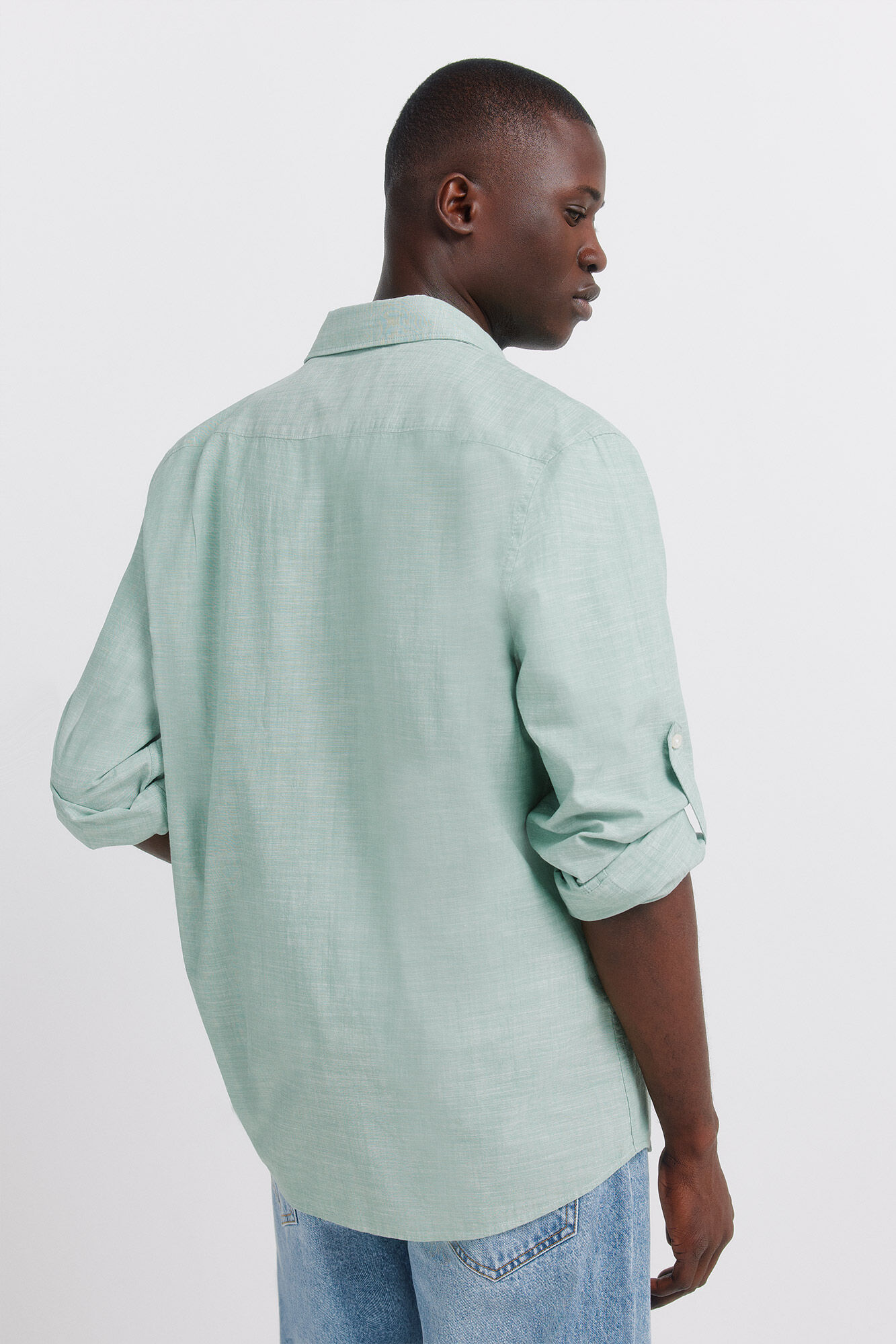 Springfield Camisa algod&oacute;n slub verde