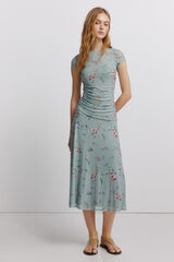 Springfield Vestido midi con frunces verde