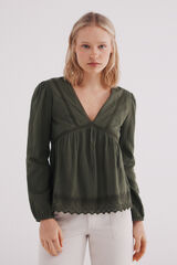 Springfield Blusa laces bordados khaki