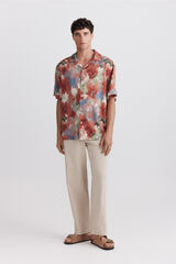 Springfield Camisa bowling estampada naranja