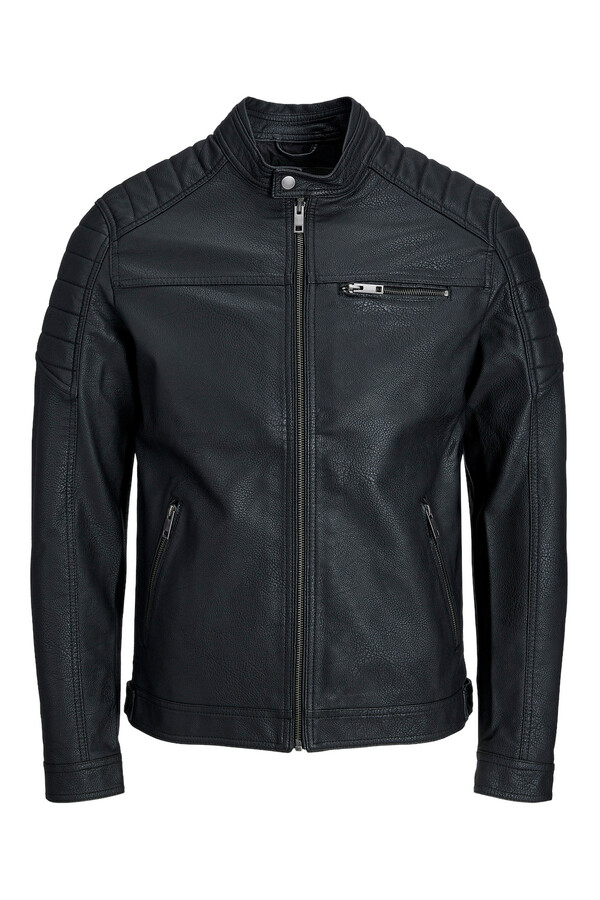 Jack & Jones Chamarra simil cuero negro