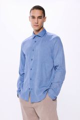 Springfield Camisa estructura afranelada azul indigo