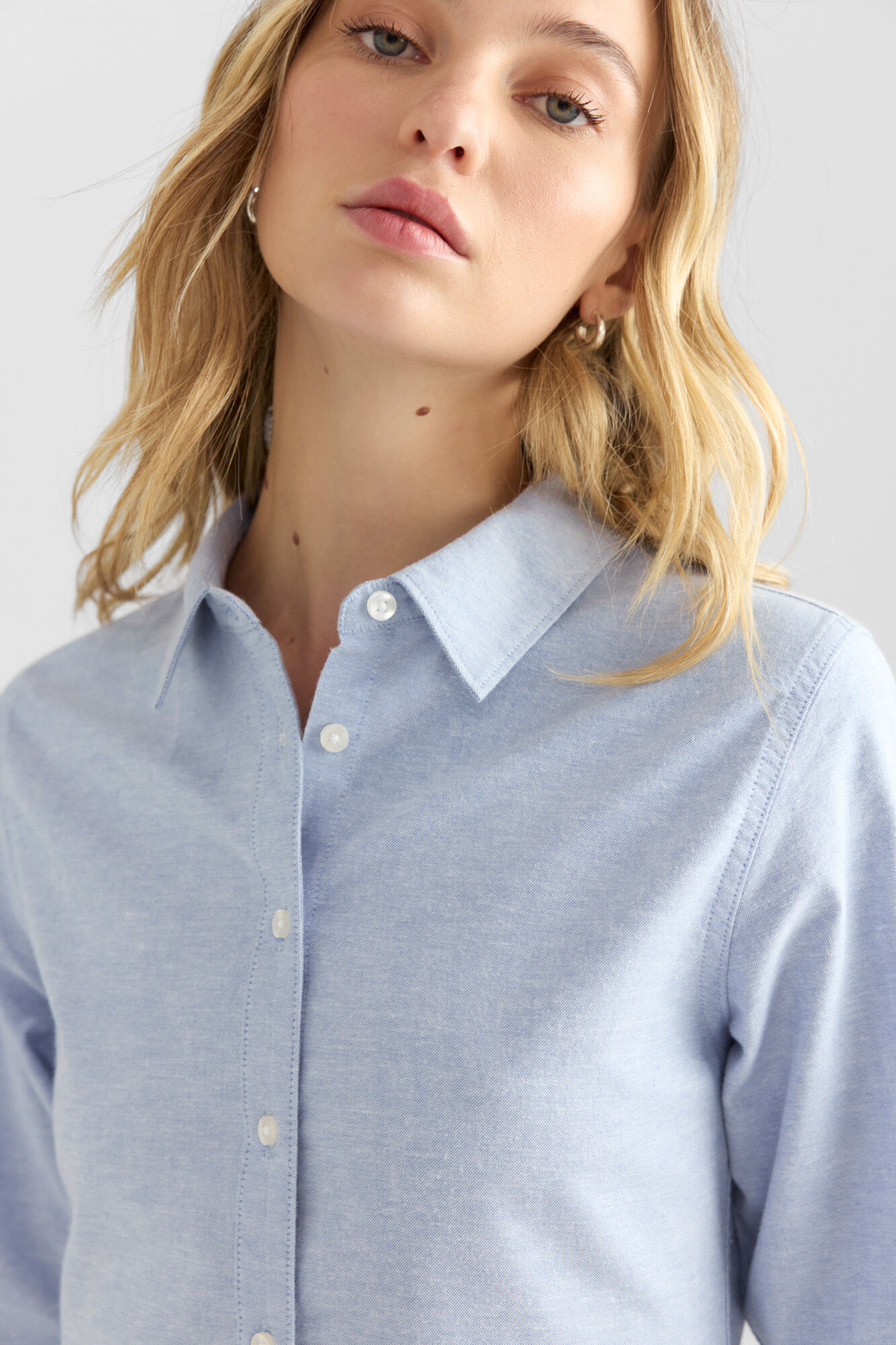 Springfield Blusa b&aacute;sica oxford azul