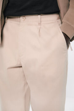 Springfield Pantalón pliegues wide fit beige