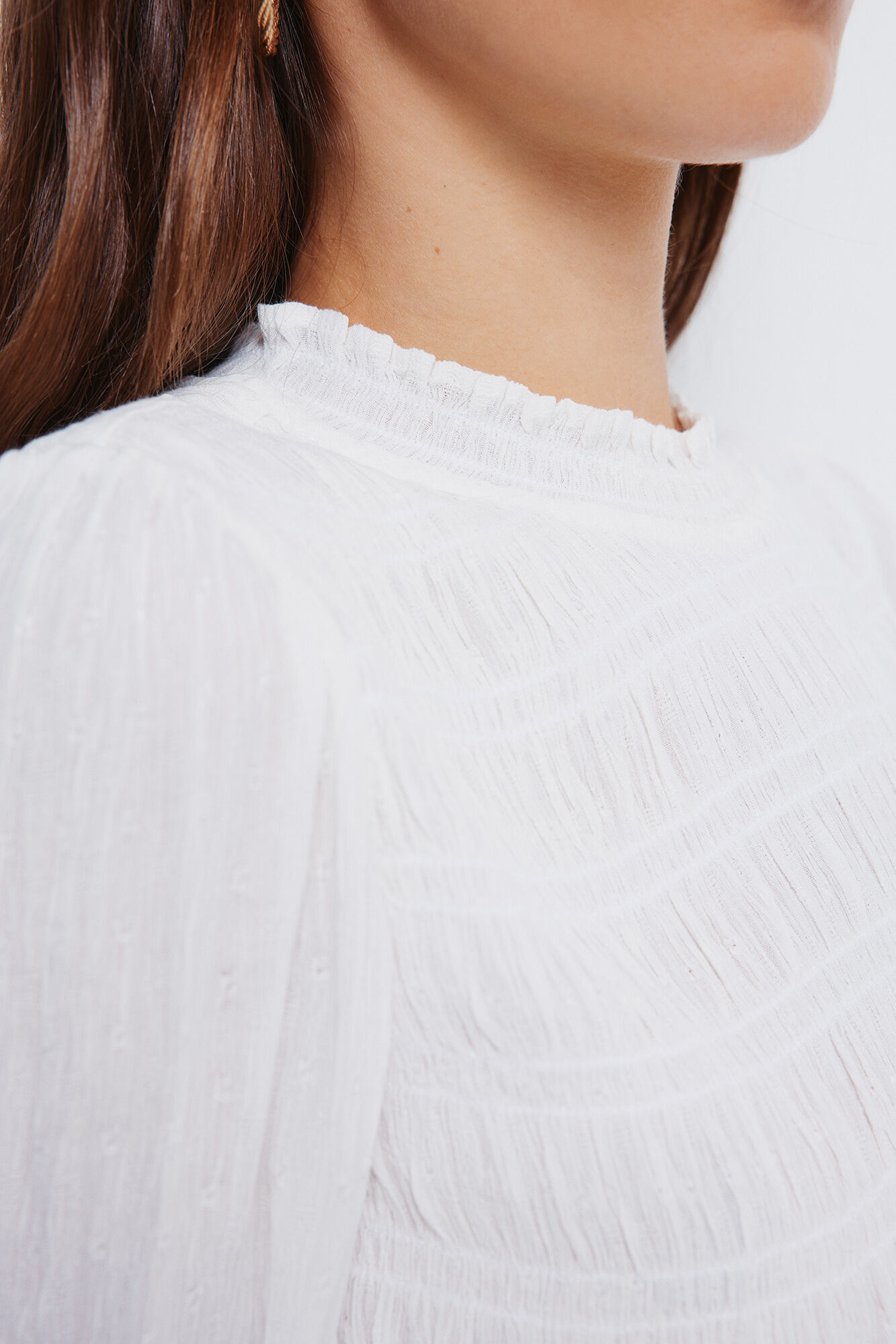 Springfield Blusa rom&aacute;ntica con bandas el&aacute;sticas caf&eacute;