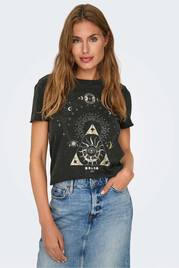 Only Playera estampada de manga corta gris