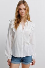 Springfield Blusa con volumen y volantes blanco