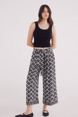 Springfield Pantalón fluido estampado negro