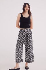 Springfield Pantalón fluido estampado negro