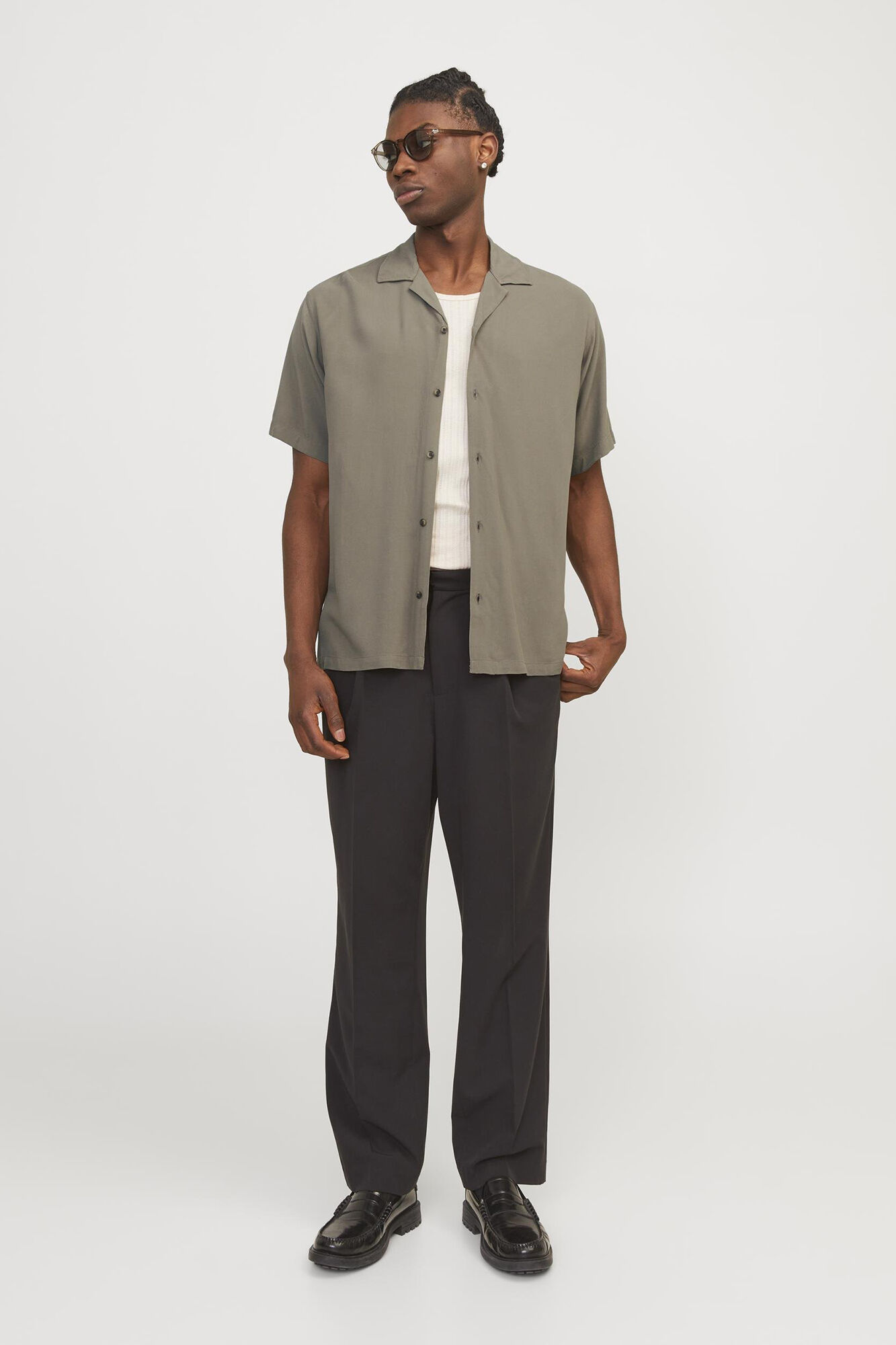 Jack & Jones Camisa relaxed fit manga corta gris