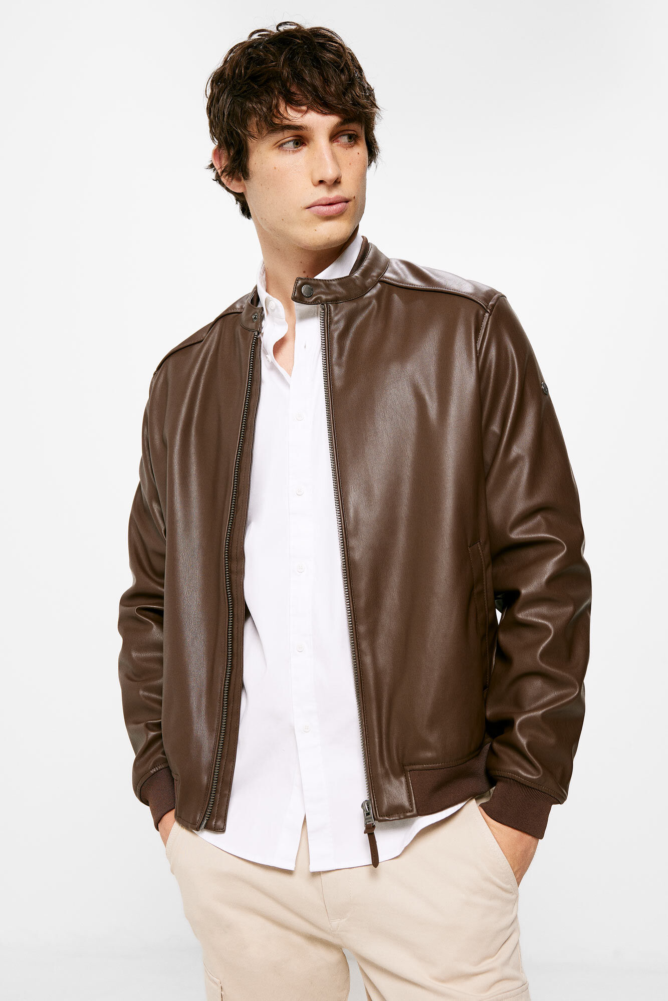 Chamarra efecto piel Chamarras para hombre Springfield MX