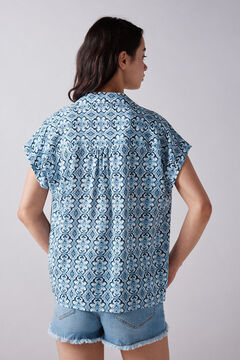 Springfield Blusa polera estampada marino