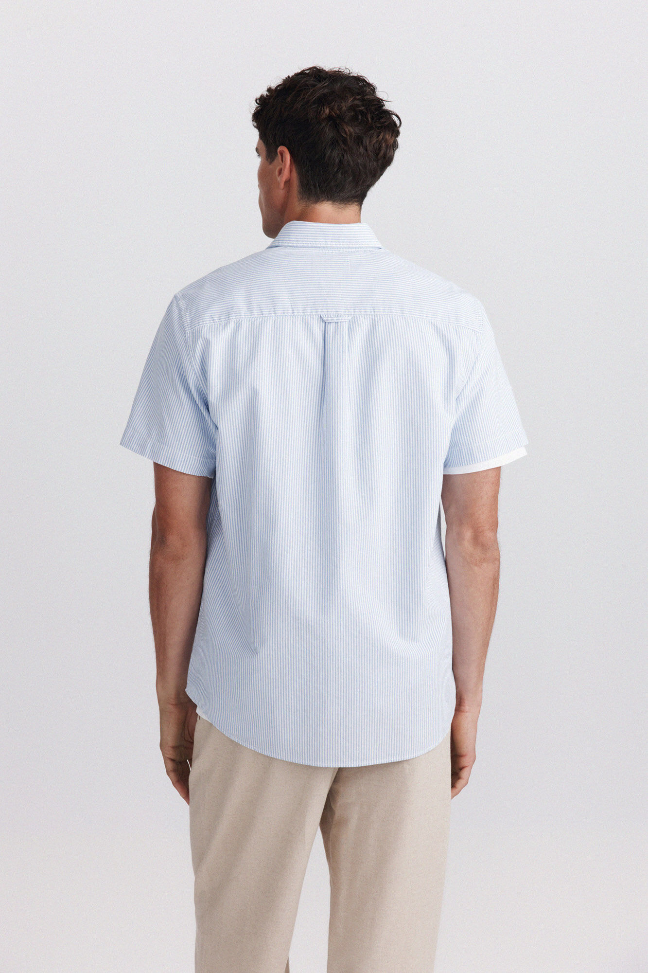 Springfield Camisa de manga corta oxford a rayas azul