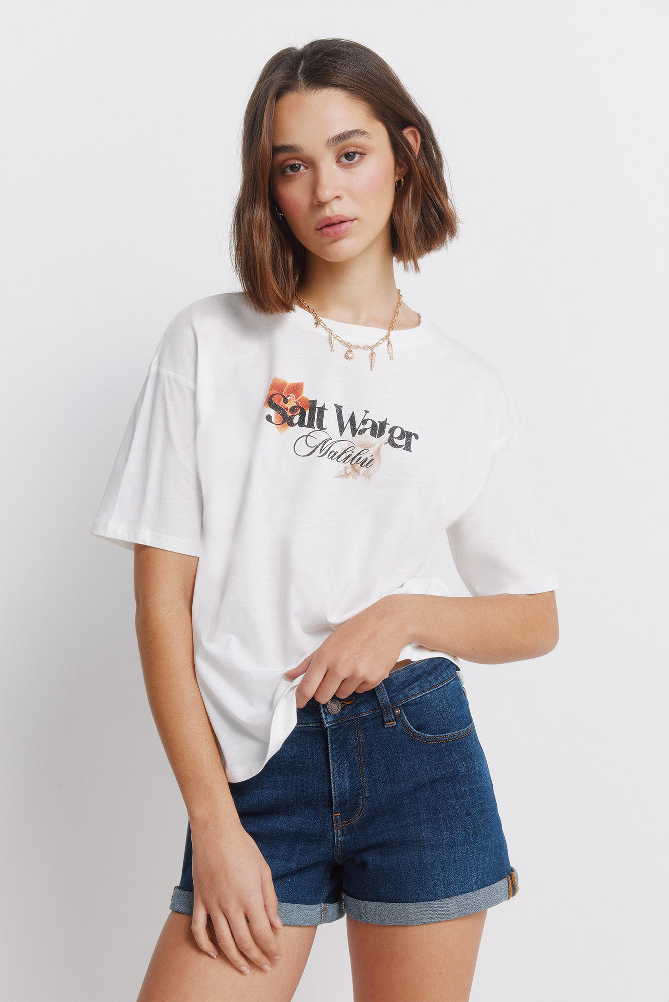 Springfield Playera manga corta tropical blanco