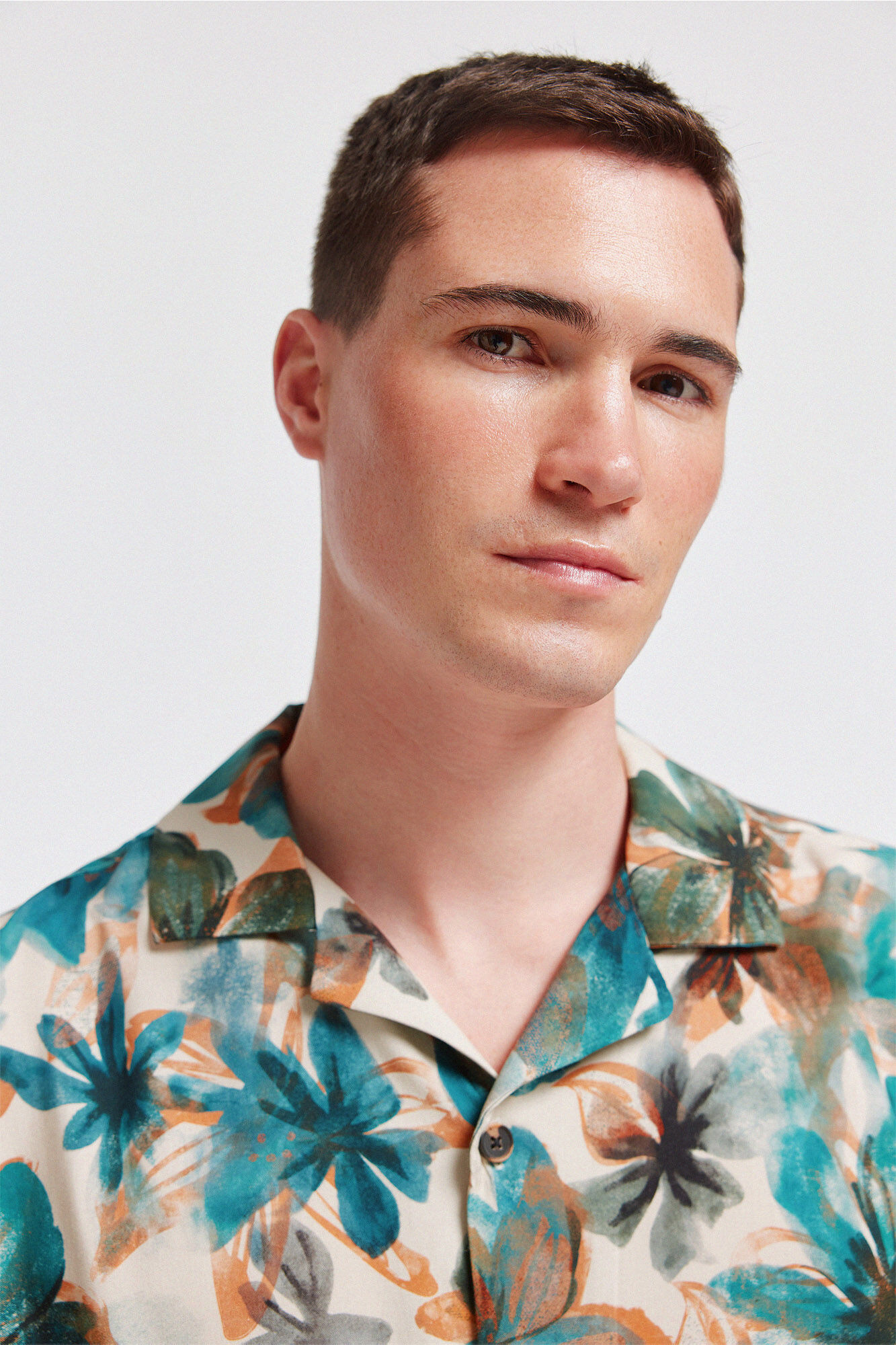 Springfield Camisa de manga corta con estampado floral beige