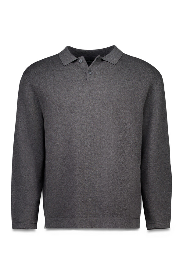 Springfield Jersey de cuello polo con botones gris