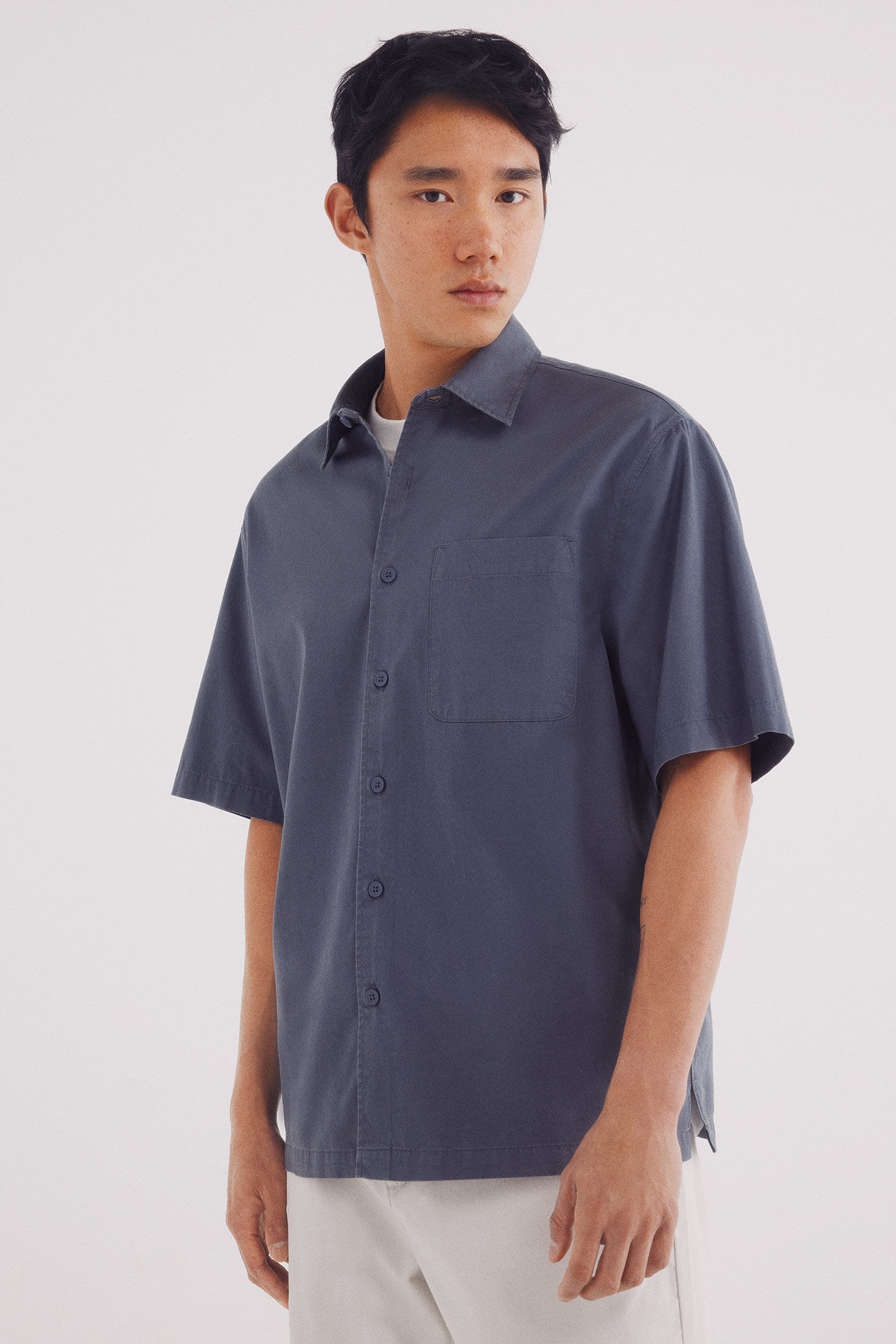 Springfield Camisa manga corta tencel azul