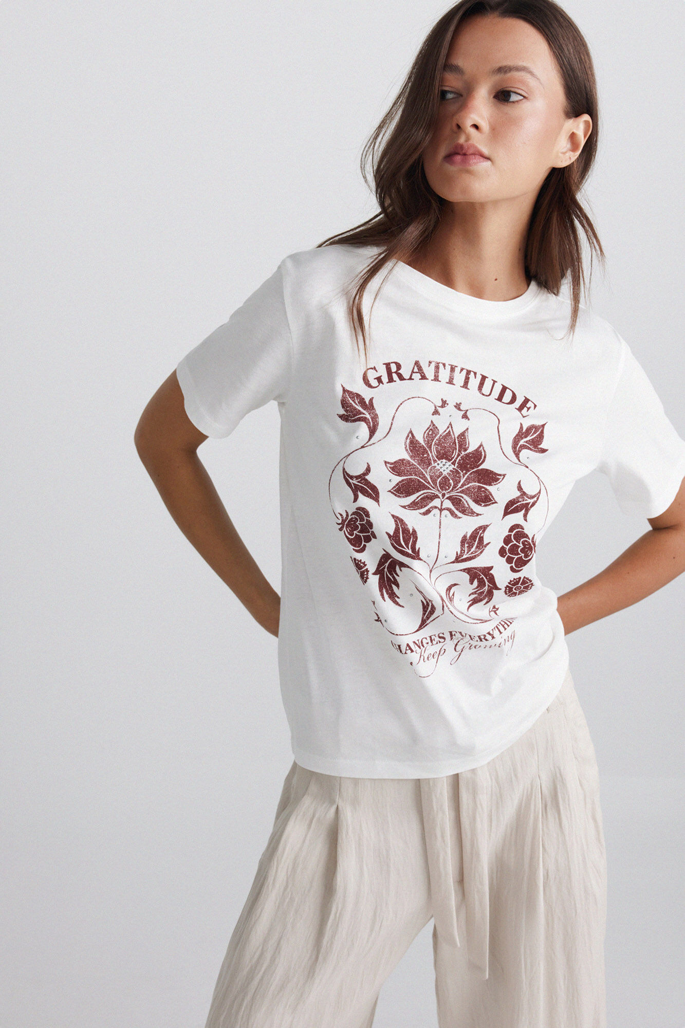 Springfield Playera manga corta con estampado boho