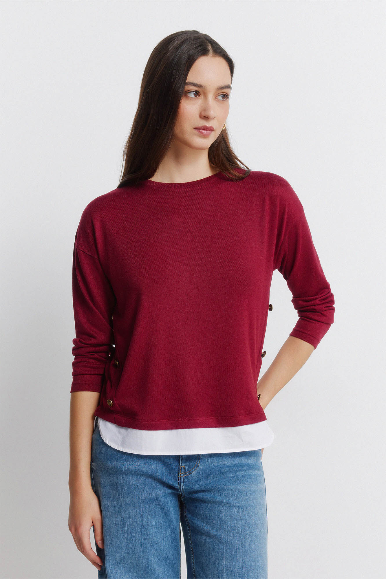 Springfield Playera combinada con botones laterales