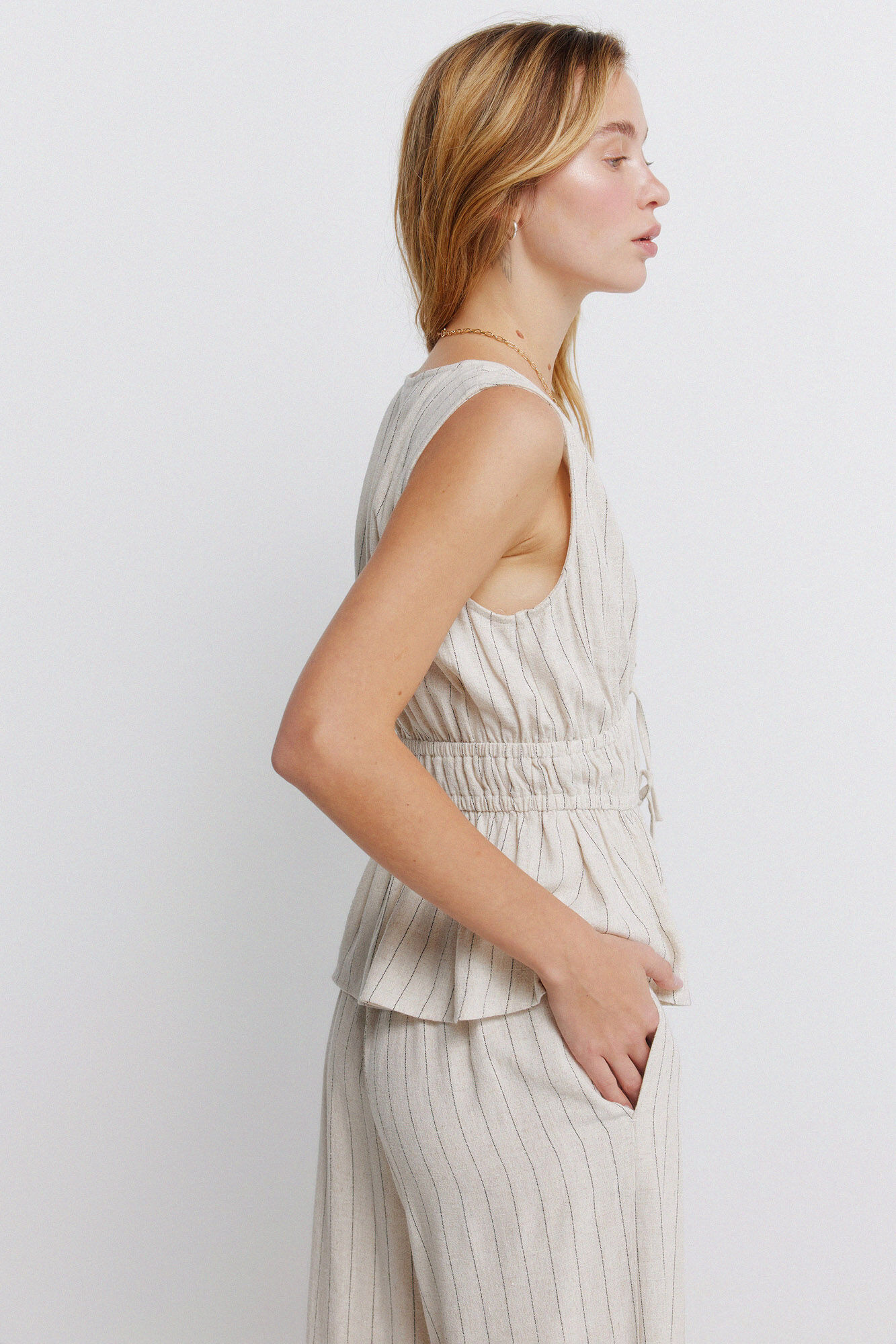 Springfield Pantal&oacute;n largo ancho de rayas caf&eacute;