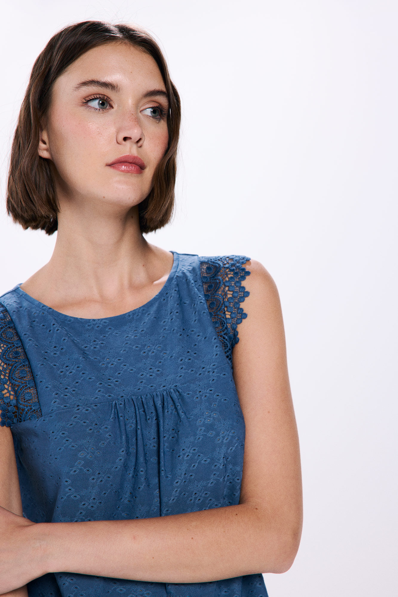 Springfield Playera hombros lace azul