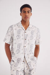 Springfield Camisa manga corta bordada flores blanco