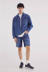 Springfield Bermudas denim lavado medio oscuro regular fit azulado