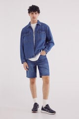 Springfield Bermudas denim lavado medio oscuro regular fit azulado