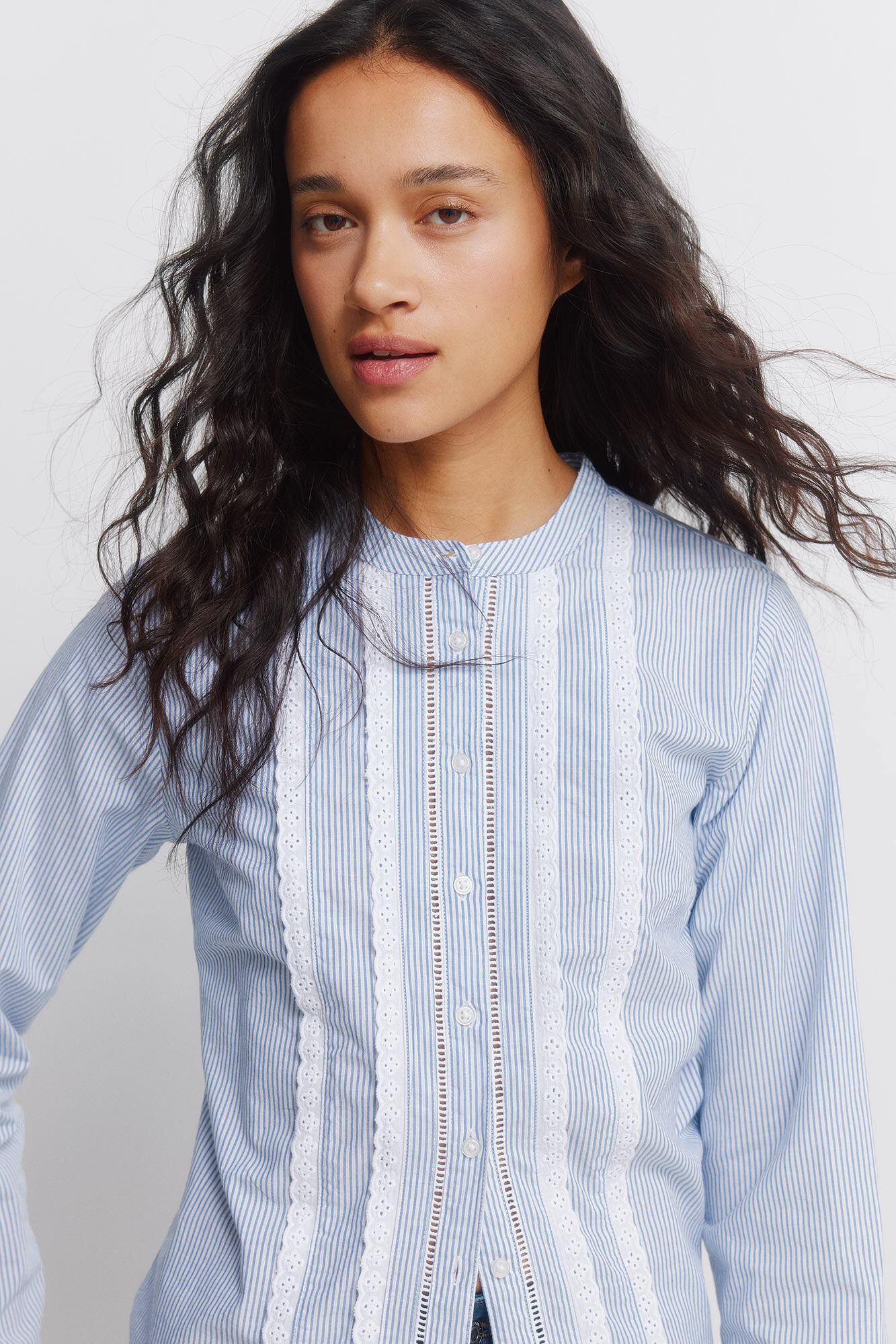 Springfield Camisa rom&aacute;ntica encaje azul