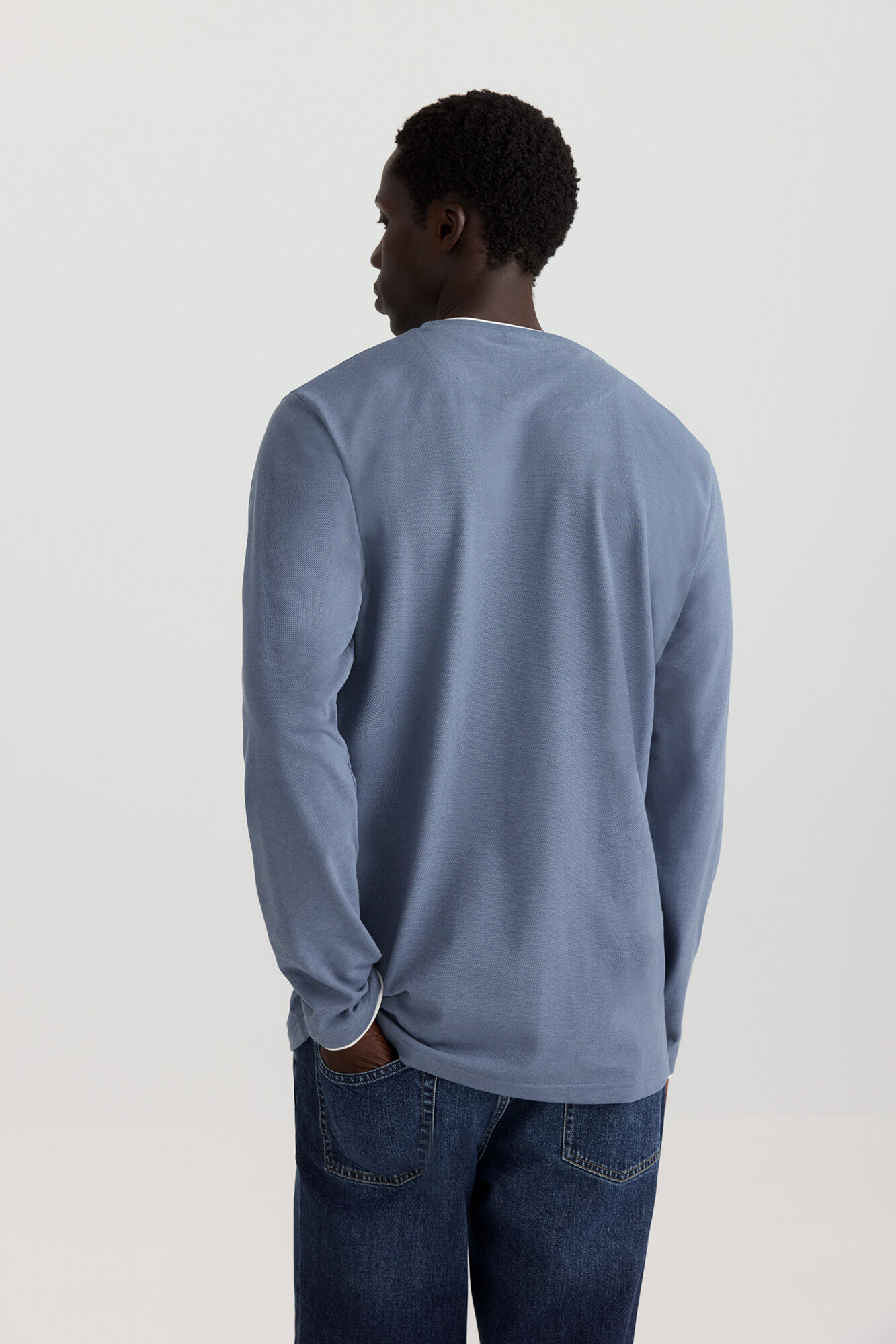 Springfield Playera manga larga doble cuello melange azul