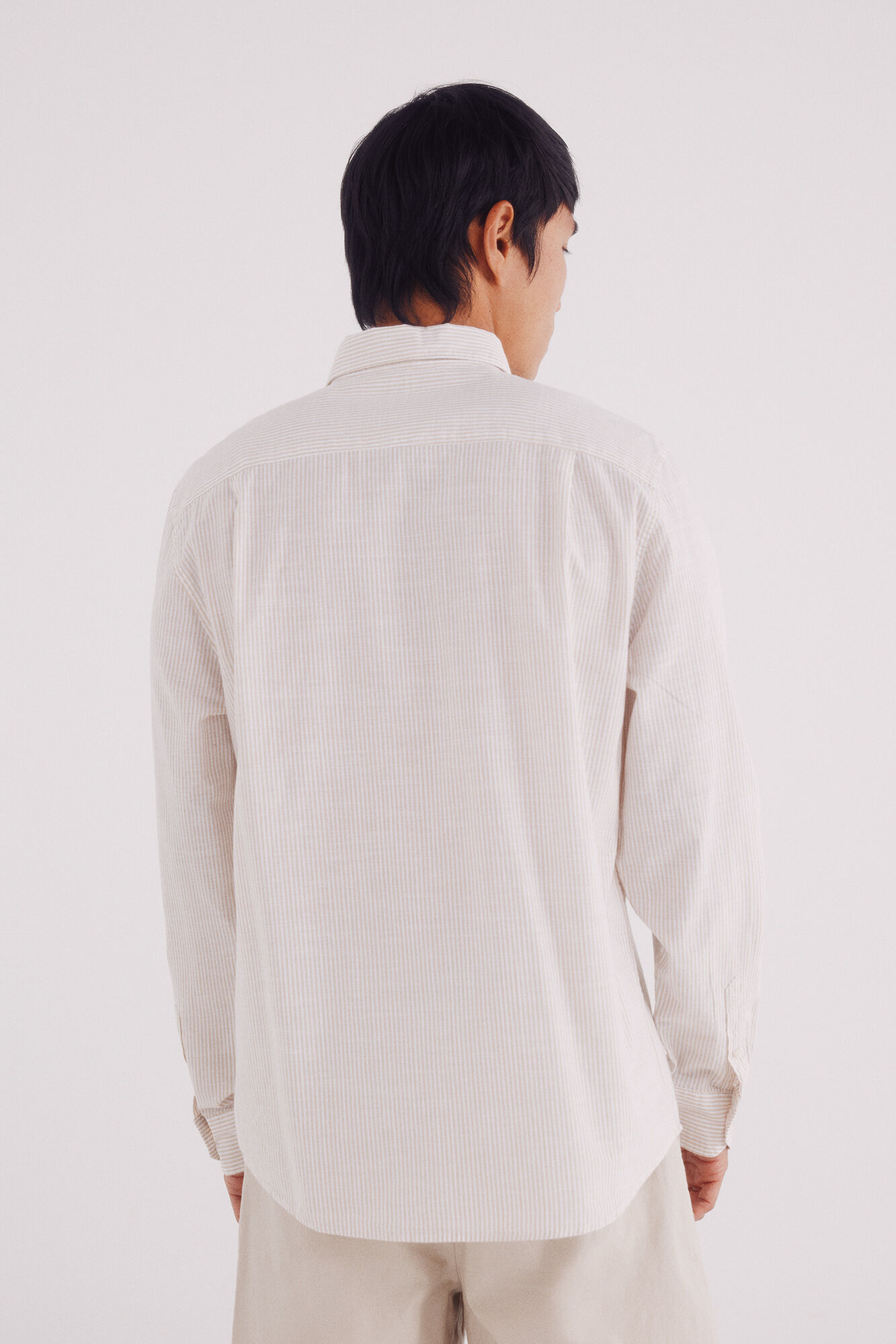 Springfield Camisa cotton slub rayas beige