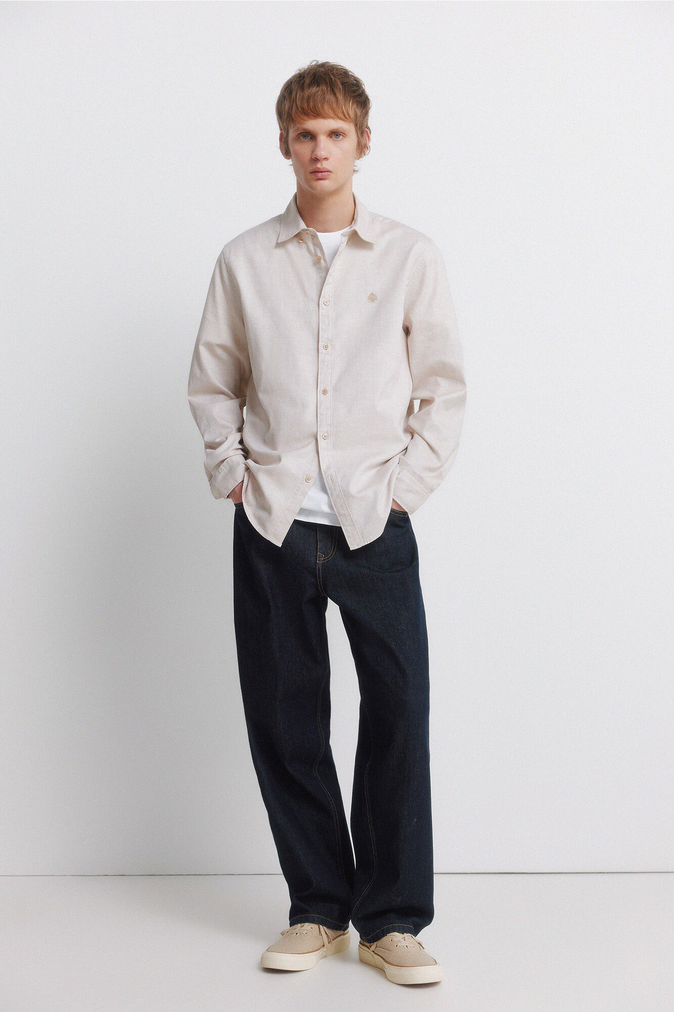 Springfield Camisa de estructura beige