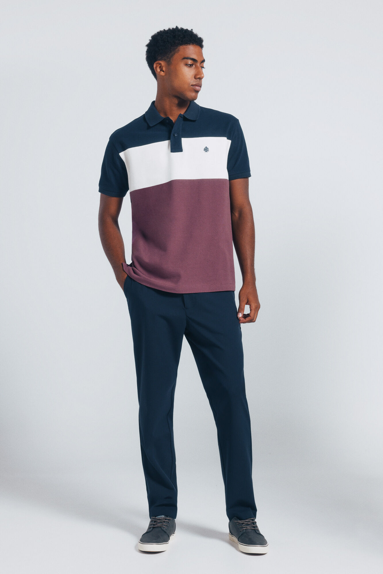 Springfield Polo regular fit en piqu&eacute; color block azul