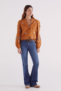 Springfield Blusa bordados étnicos amarillo