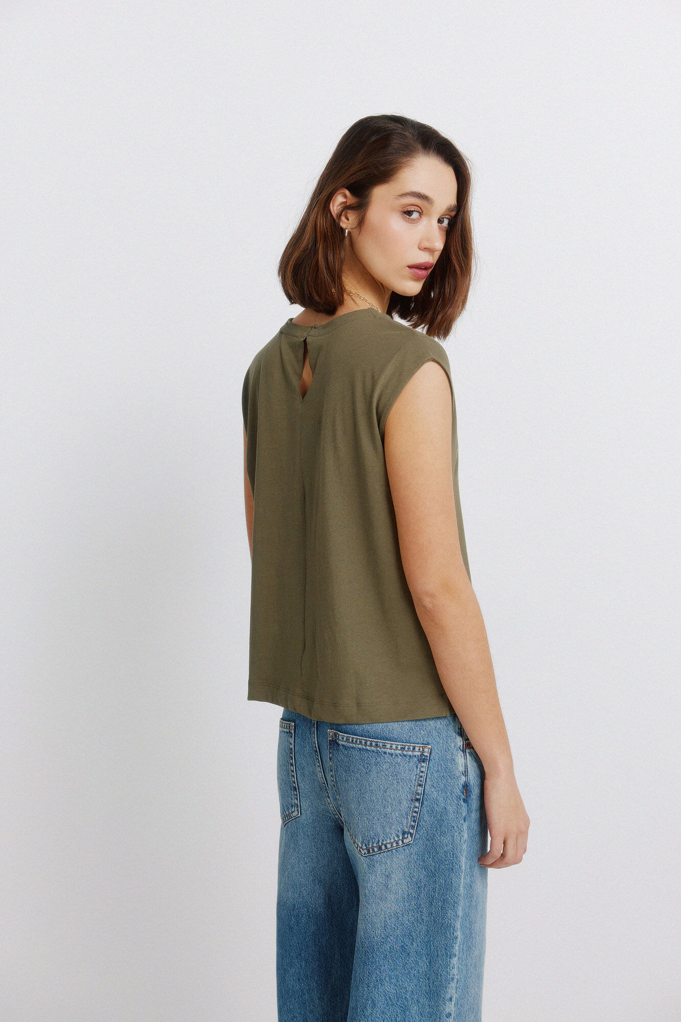 Springfield Playera recta b&aacute;sica lisa khaki