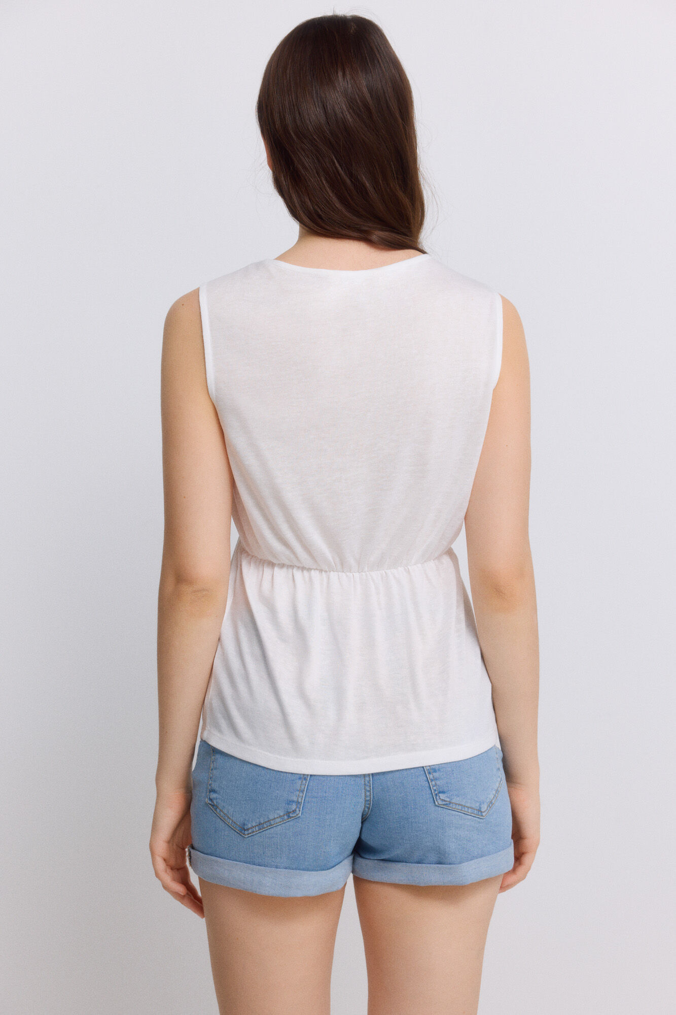 Springfield Playera sin mangas de crochet blanco