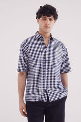 Springfield Camisa manga corta seersucker cuadros azul