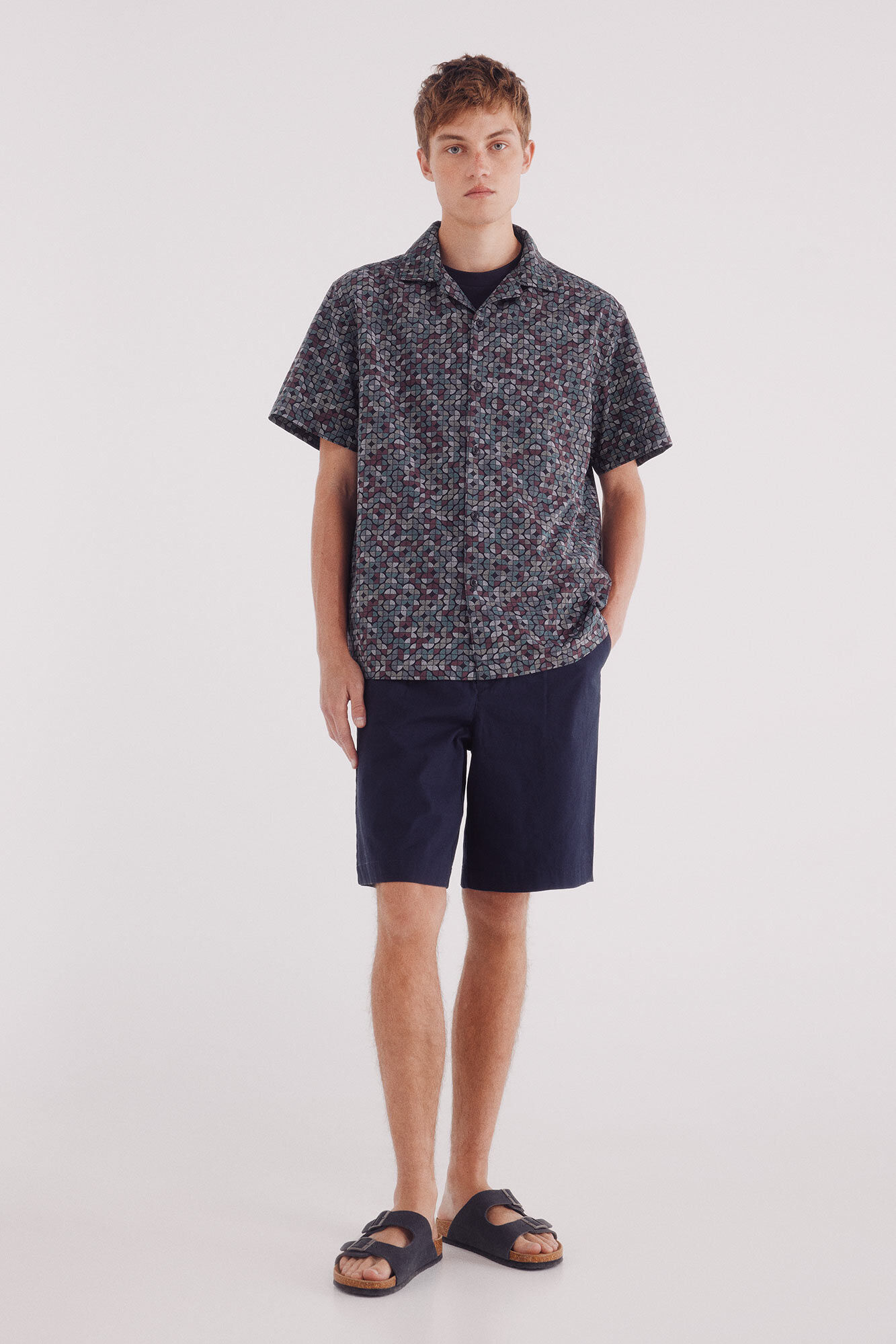 Springfield Camisa bowling manga corta estampada verde