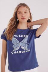 Springfield Playera gráfica manga botón turquesa