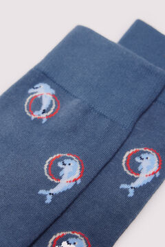 Springfield Calcetín jacquard delfines azul