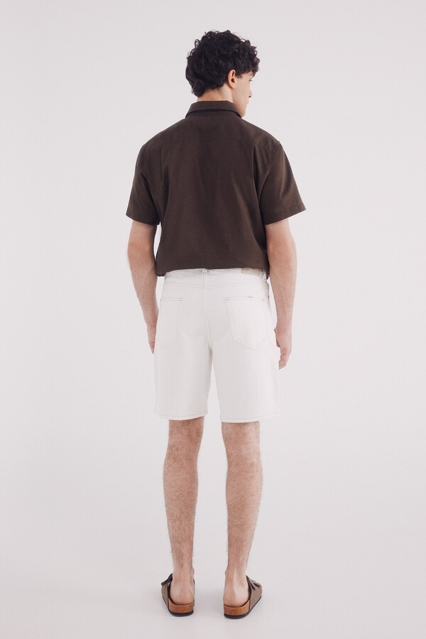 Springfield Bermudas denim blancas lavado regular fit estampado