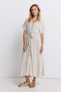 Springfield Vestido camisero de lino a rayas
