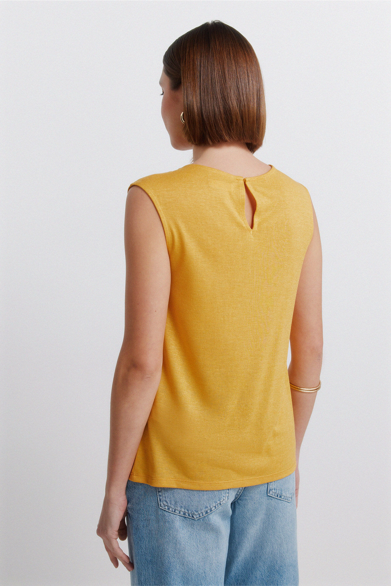 Springfield Playera sin mangas crochet amarillo