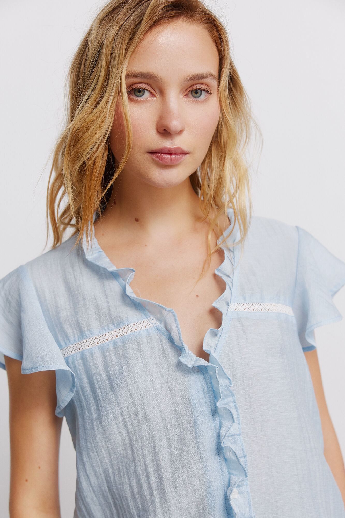 Springfield Blusa con volante de encaje