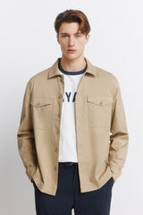Springfield Sobrecamisa ligera con bolsillos overshirt fit beige