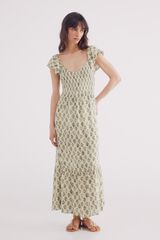 Springfield Vestido midi estampado geométrico verde