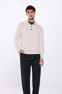 Springfield Suéter cuello polo botones café