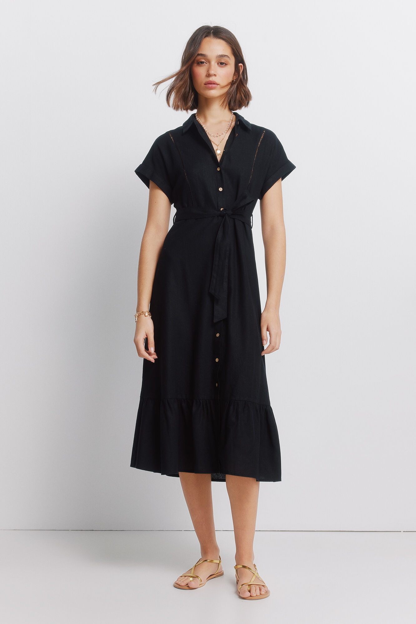 Springfield Vestido camisero de lino